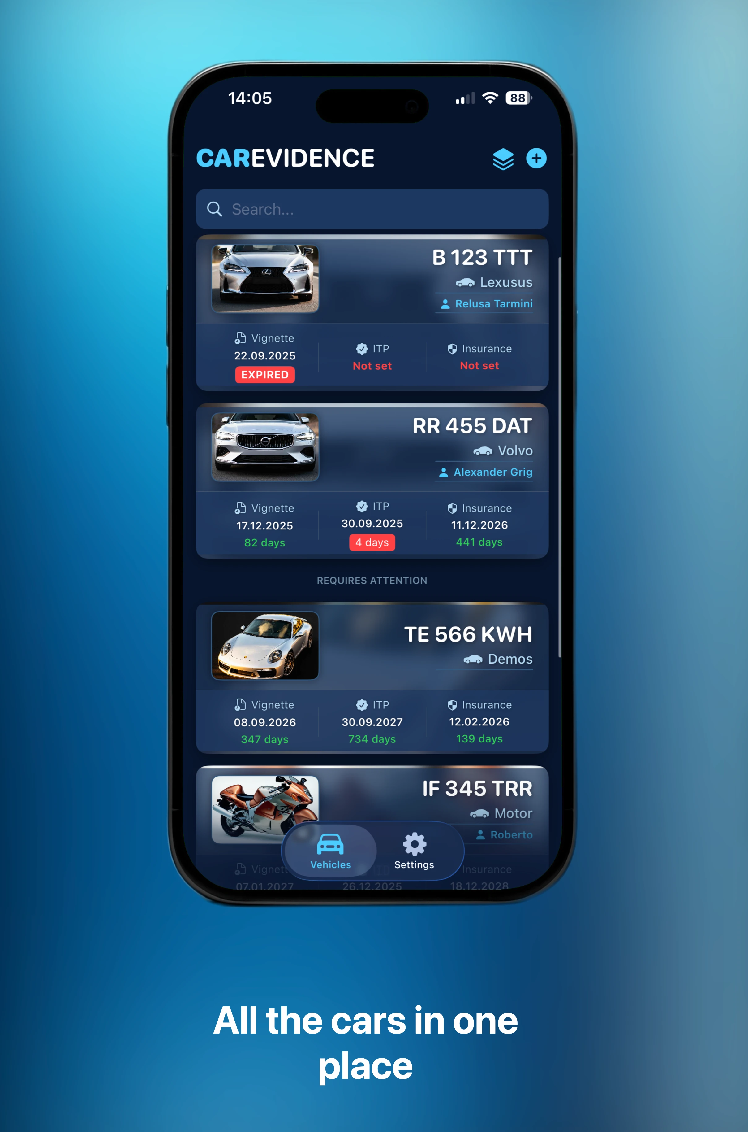 CarEvidence - Fleet list